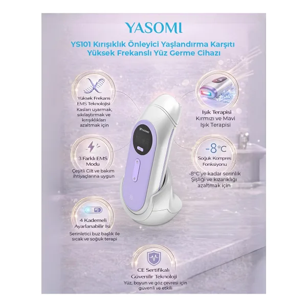 Yasomi YS101 Kırışıklık Önleyici Yaşlandırma Karşıtı Yüksek Frekanslı Yüz Germe Cihazı