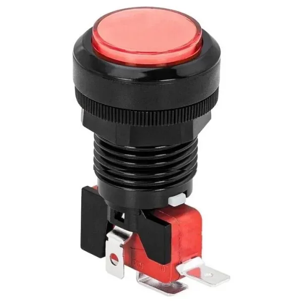 33mm 12V Işıklı Oyun Makinesi Butonu - Kırmızı
