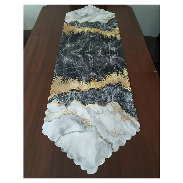 Alkan Homes Mermer Desenli Dijital Baskılı Dekoratif Runner