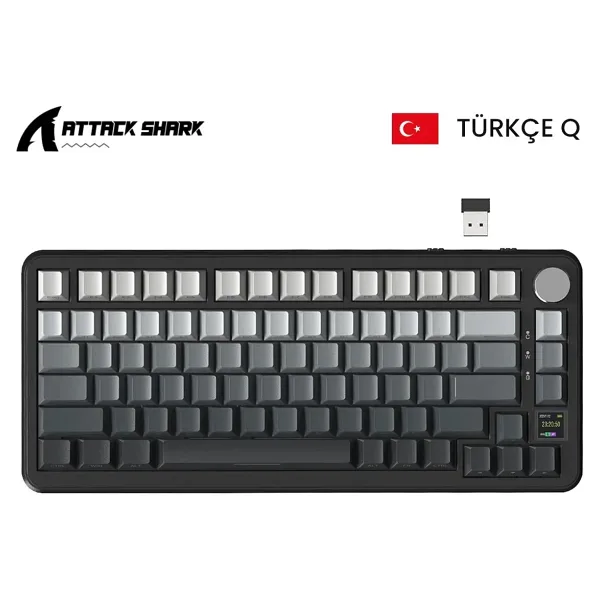 Attack Shark X85PRO RGB Beyaz İngilizce Kablolu/Kablosuz Mekanik Oyuncu Klavyesi