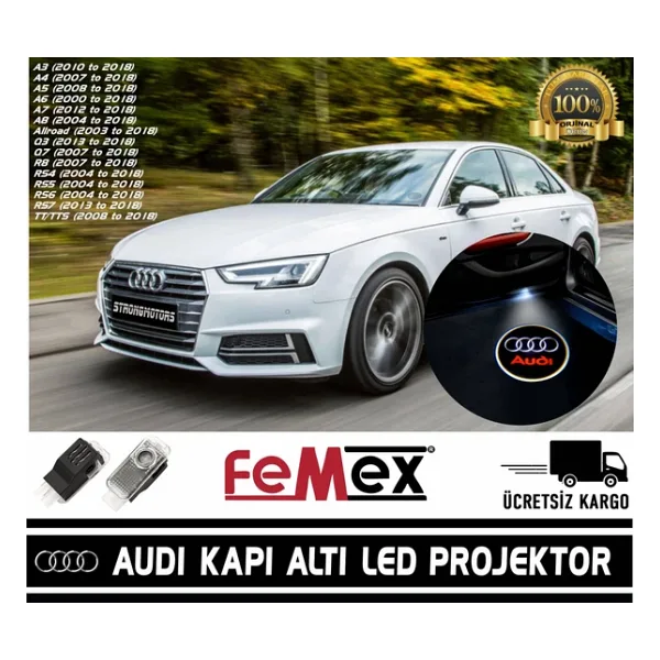 Audi Araçlar İçin Orijinal Geçmeli Soketli Kapı Altı Led Logo