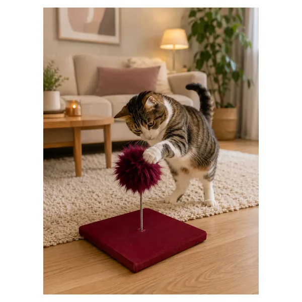 Bio Sand Tüylü Hacıyatmaz Bordo Kedi Oyuncağı