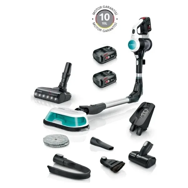 Bosch Islak Kuru 2 Sı 1 Arada 18V Çift Bataryalı Premium Aqua Şarjlı Dikey Süpürge Yüksek Performans, Şık Tasarım - Siyah