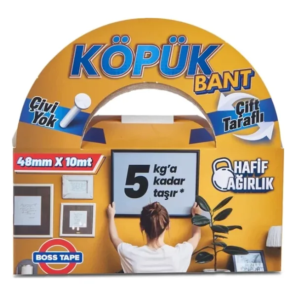 BOSS TAPE 2749 ÇİFT TARAFLI KÖPÜK BANT 48mmx10m (HAFİF AĞIRLIK 5kg)