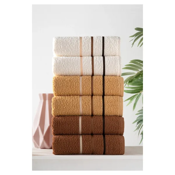 DNZGÜLCAN Mira 6'lı %100 Pamuk Havlu Seti Beden ve Banyo Havlusu 50x90 cm