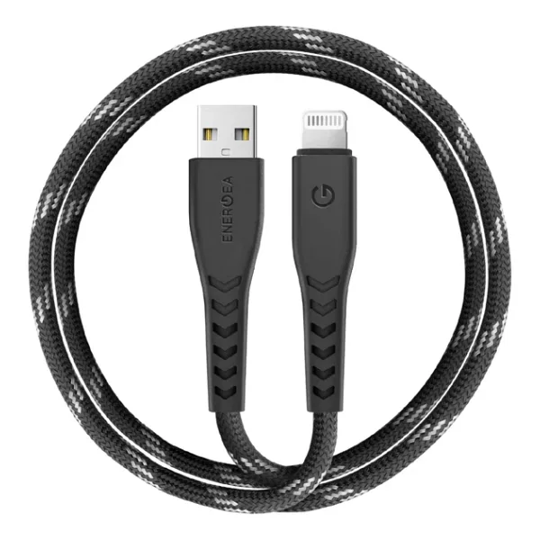 Energea C89 NyloFlex 1.5 m Siyah USB to Lightning Hızlı Şarj Kablosu