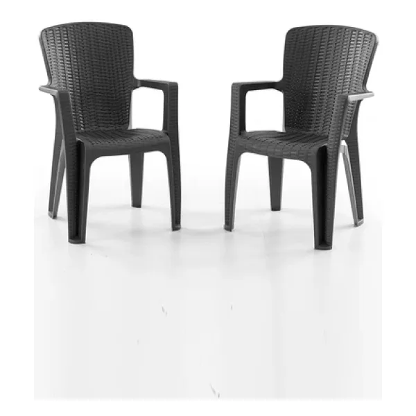 Evdemo Side 2'li Rattan Sandalye Siyah