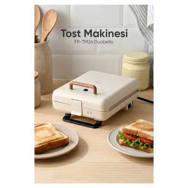 Fressi Duobello FR-TM26 Krem 1600 W Izgara ve Tost Makinesi