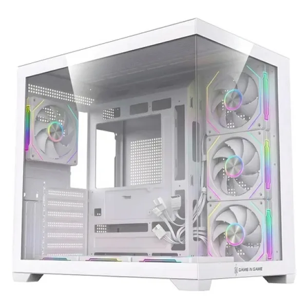 Game In Game Hexa Beyaz 7x12cm Argb Fanlı ATX Gaming Akvaryum Kasa