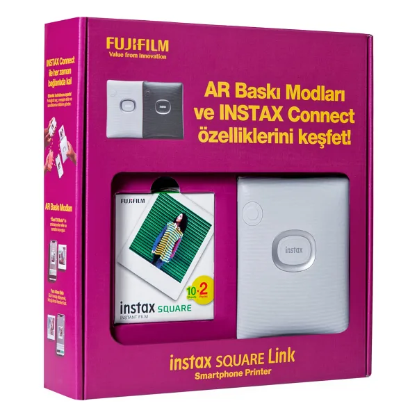 Instax Square Link Beyaz Akıllı Telefon Yazıcısı Bundle Box