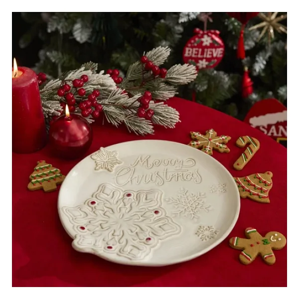 Karaca Home New Year Yılbaşı Merry Christmas Dekoratif Tabak 27,7 x 26,2 x 2,6 cm