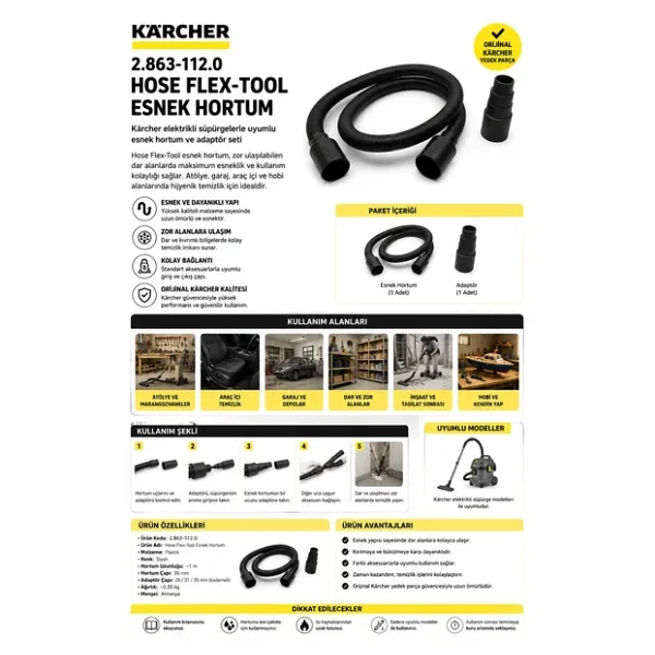 Karcher 2.863-112.0 Hose Flex-Tool Esnek Hortum