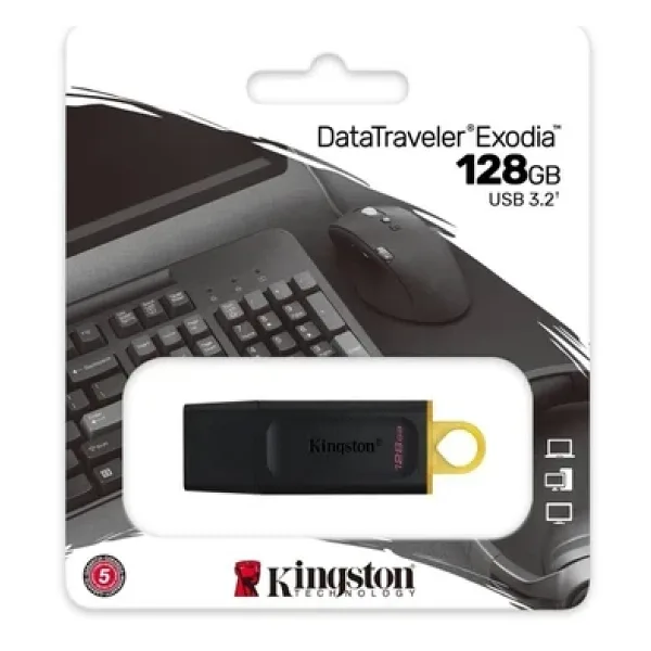 Kingston 25'li 128 GB USB3.2 Kingston Data Traveler Exodia Siyah/Sarı (DTX/128GB)