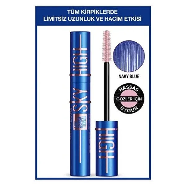 Maybelline New York Sky High Navy Blue Mavi Maskara - Kirpiklerde Limitsiz Uzunluk ve Hacim Etkisi