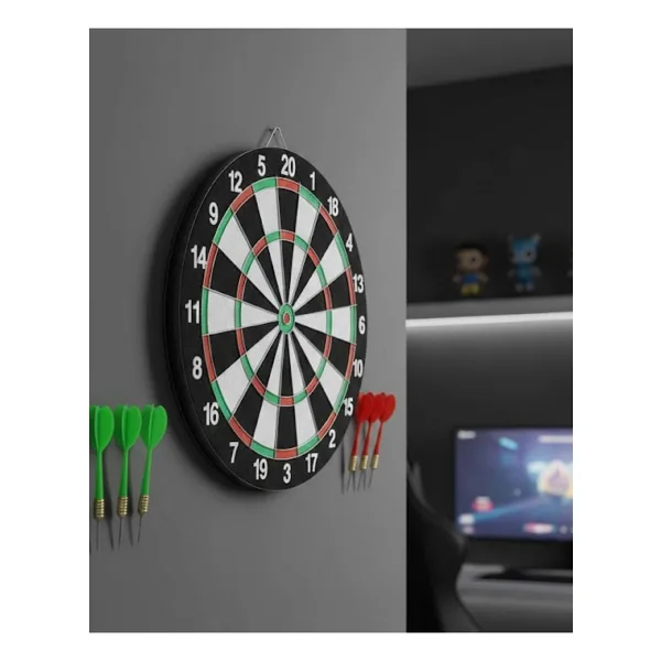 Mey İthalat Kaliteli Ahşap Dart Tahtası 12 İnç 4 Dart Ok Seti