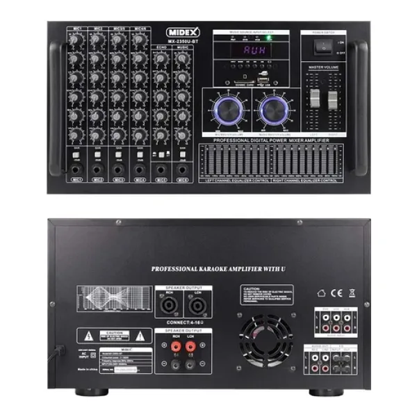 Midex Mx-2350U Ekolayzer'lı Stereo Power Mikser Anfi 2X350 Watt 4-16 Ohm