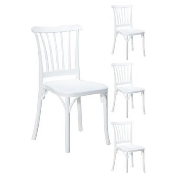 Mobetto 4 Adet Violet Beyaz Sandalye / Balkon-Bahçe-Mutfak