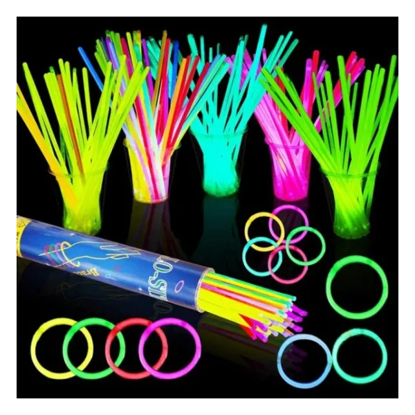 NEON GLOW STİCK IŞIKLI FOSFOR ÇUBUK IŞIKLI BİLEKLİK 200 ADET IŞIKLI KOLYE IŞIKLI ÇUBUK NEON IŞIK