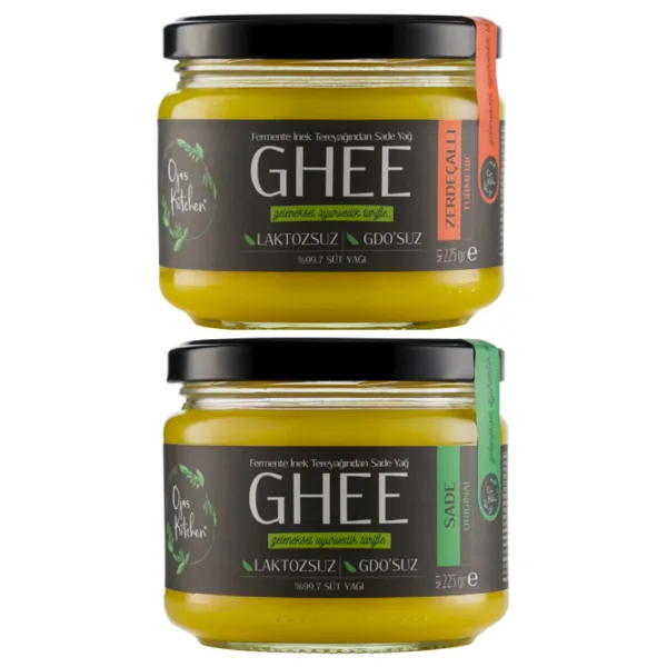 Ojas Kitchen Sade & Zerdeçallı Ghee (Sade Yağ) 2 x 225 gr - Laktozsuz Gdo' Suz Saf Yağ - 450 gr