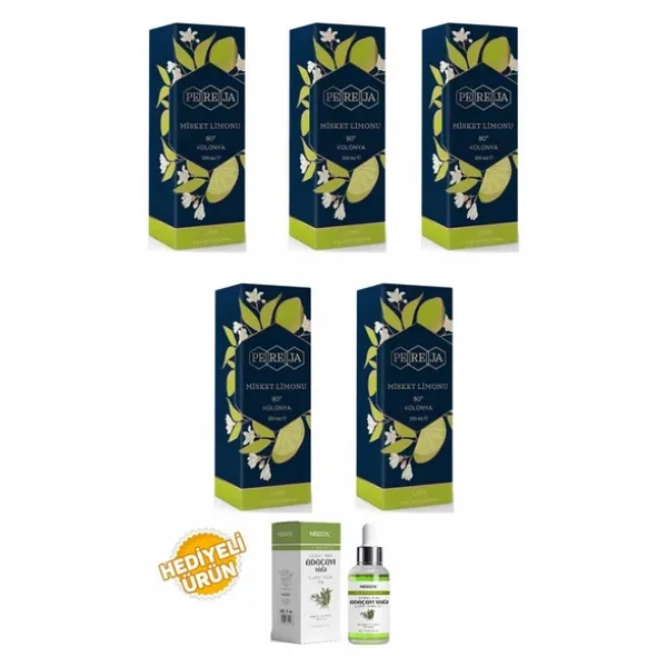 Pereja Misket Limonu Kolonya 250 Ml Cam Şişe 5 Li Set
