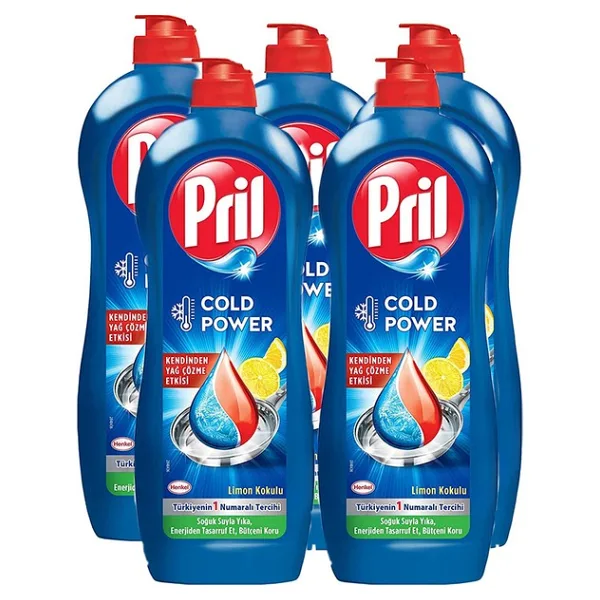 Pril Cold Power Yağ Çözme Etkili Limon Kokulu Sıvı Bulaşık Deterjanı 675 gr 5 Adet - 650 ml