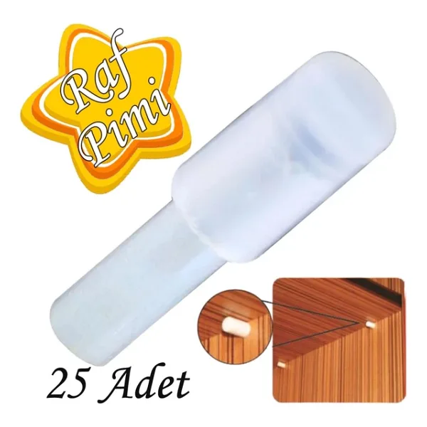 Raf Pimi Plastik Başlı Cam Tutucu Çivisi Mobilya Dolap Pimi Şeffaf (25 Adet)