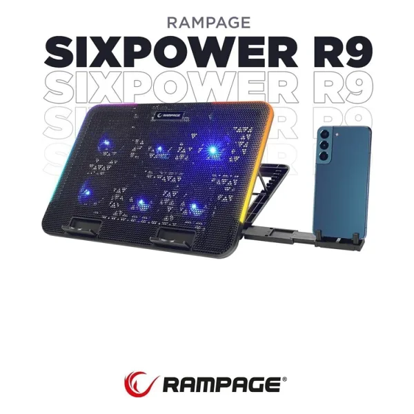 Rampage Sixpower R9 Rgb 6 Fan Telefon Tutuculu 15,6 Inç Notebook Soğutucu Stand