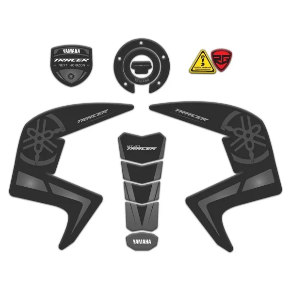 Redline Grafik Redlinegrafik MT-07 Tracer Uyumlu 2016-2019 Uyumlu Tank Pad Koruyucu Seti Gri Siyah