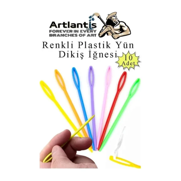 Renkli Plastik Yün İğnesi 9 Cm 10 Adet Plastik Dikiş İğnesi Plastik Örgü Dikme İplik İğne Dokuma İğnesi