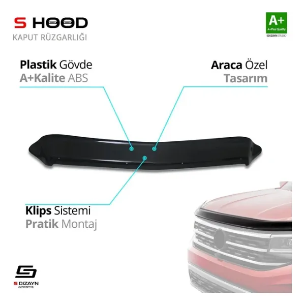 S-Dizayn Mercedes Uyumlu Sprinter Abs Plastik Kaput Rüzgarlığı 2014-2018 A+Kalite Parça