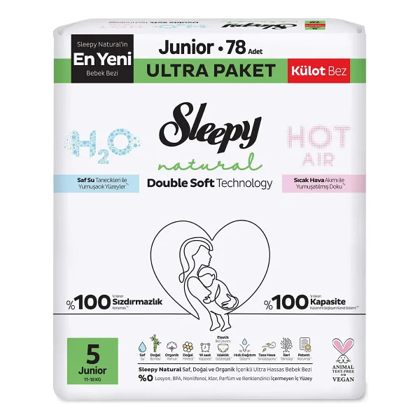 Sleepy Natural Double Soft 5 Numara Junior 78'li Külot Bez