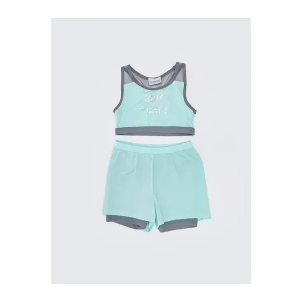 Şort ve taytlı kız çocuk bikini takım