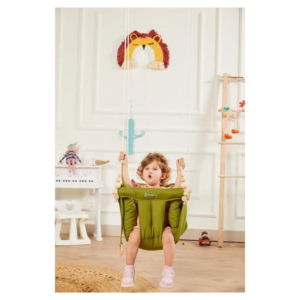 Svava Konfor Ahşap Yeşil Bebek Salıncak