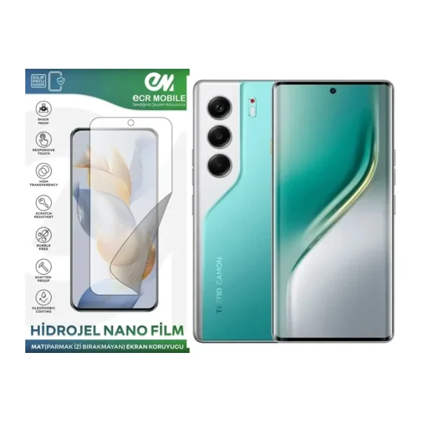 Tecno Camon 40 Pro İle Uyumlu Hidrojel Nano Ekran Koruyucu Film Mat(Tempered Cam Değildir!)