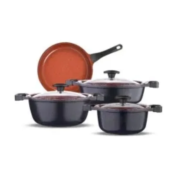 Thermoad Red Diamond Granit Döküm 7 Parça Tencere Seti