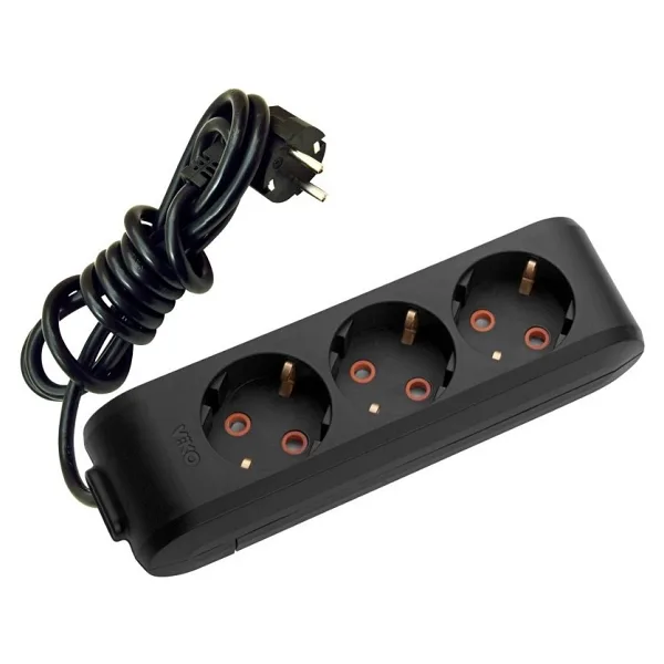 Viko Multi-let 90133305 Topraklı Siyah 5 m 3'lü Priz