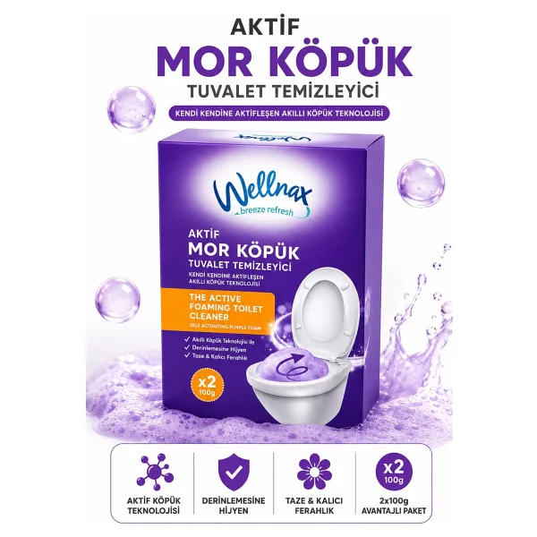 Wellnax Aktif Mor Köpük Tuvalet Klozet Temizleyici 2x100 gr