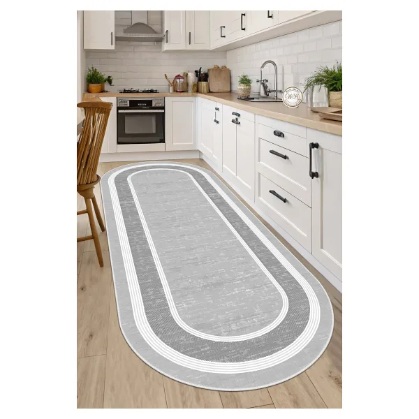 West Home Makinede yıkanabilir kaymaz taban leke tutmaz dijital oval mutfak halısı salon halısı ve yolluk