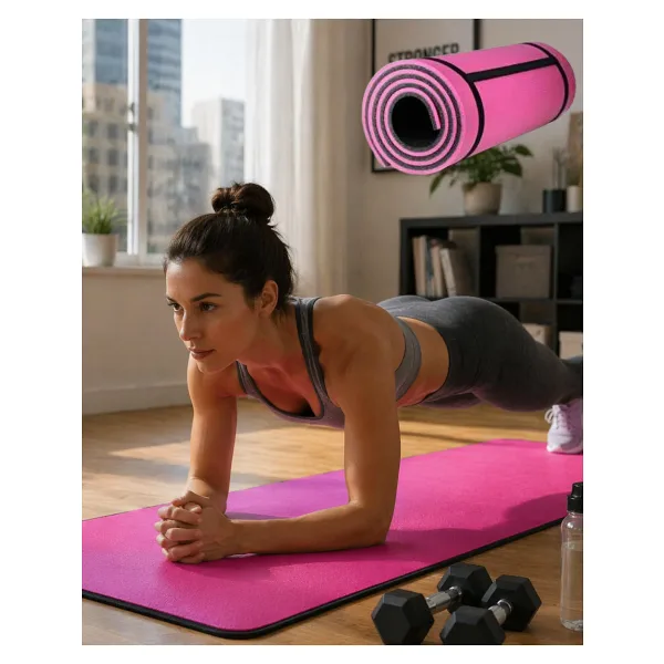 10 Mm Yoga Spor Matı Çift Taraflı Kullanım Kaymaz Doku Esnek Dayanıklı Fitness Minderi