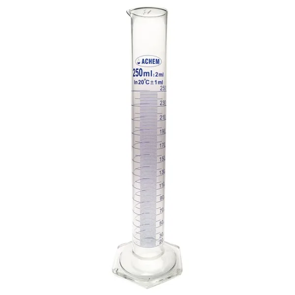 Achem 250Ml Cam Mezür Uzun Form Mavi Skala
