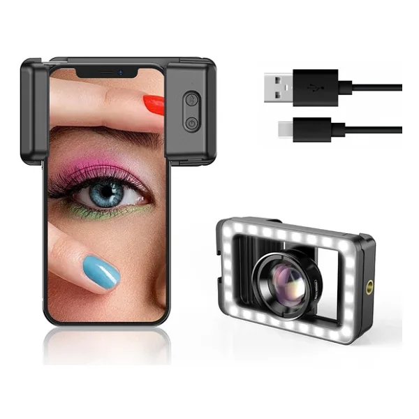Apexel Hd 100mm Profesyonel Yakın Çekim Makro Yakın Çekim Lensi Ve 3 Renkli Dolgu Işığı Kiti Apl-hb