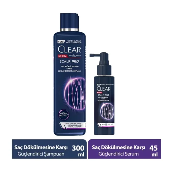 Clear Men Scalp Pro Güçlendirici Şampuan Saç Dökülmesine Kepeğe Karşı Etkili 300 ml + Serum 70 ml