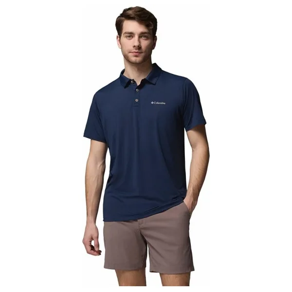 Columbia Tech Trail Utility AM1495-465 Lacivert Kısa Kollu Polo Yaka Erkek Tişört