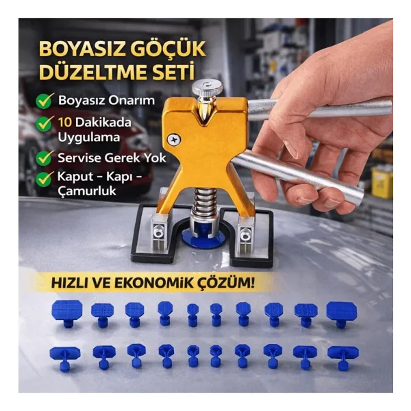 coofbe Profesyonel Boyasız Göçük Düzeltme Seti 20 Parça Kaporta Çektirme Göçük Düzeltici Kaput Kapı