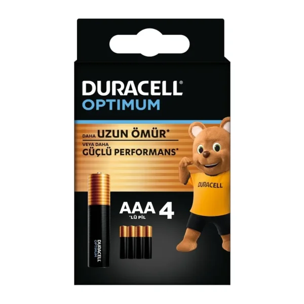 Duracell Optimum 4'lü Alkalin AAA İnce Kalem Pil