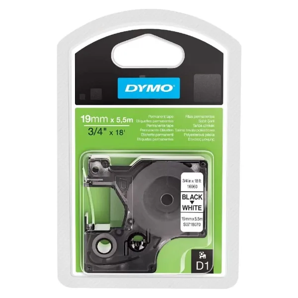 DYMO 16960 Siyah/Beyaz Yüksek Performans PermanentPoly (19 mm x 5,5 mt)