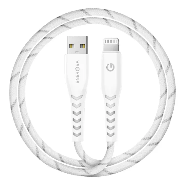 Energea C89 NyloFlex 1.5 m Beyaz USB to Lightning Hızlı Şarj Kablosu