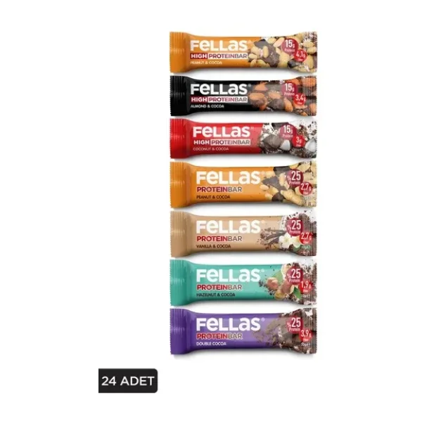 Fellas Protein Bar Süper Karma Kutu - 24 Adet (Yüksek Protein Bar (45 G) X 12 + Protein Bar (32 G) X 12)