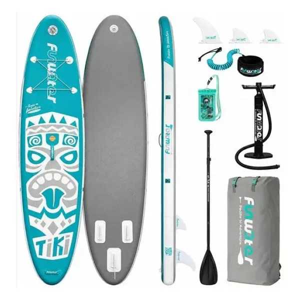 Funwater TİKİ MAVİ ŞİŞME SUP BOARD/STAND UP PADDLE BOARD PATİ DOSTU YÜZEY (320x83x15 CM)
