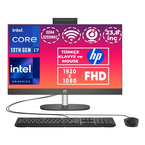HP ProOne 240 G10 8T2W7ES i7-1355U 16 GB 512 GB SSD Iris Xe Graphics 23.8" Full HD All in One PC